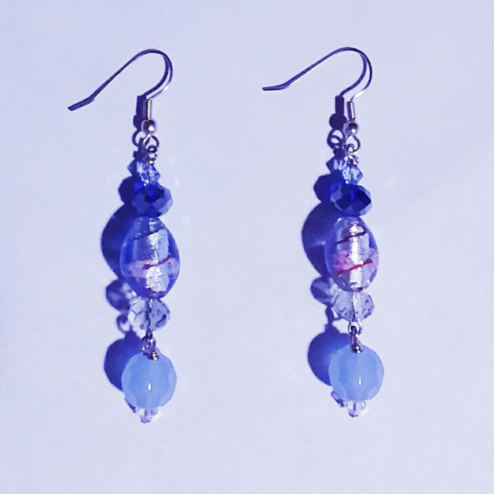 Light Blue Crystal Earrings๐ - Picture 4 of 5